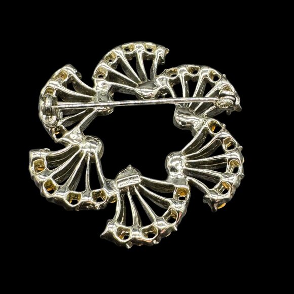 Vintage Silver tone Brooch Light Blue Glass Rhinestones - Picture 3 of 4